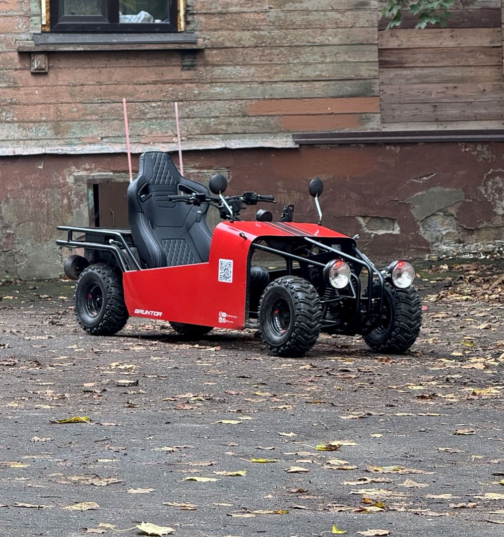 The red ride in a courtyard